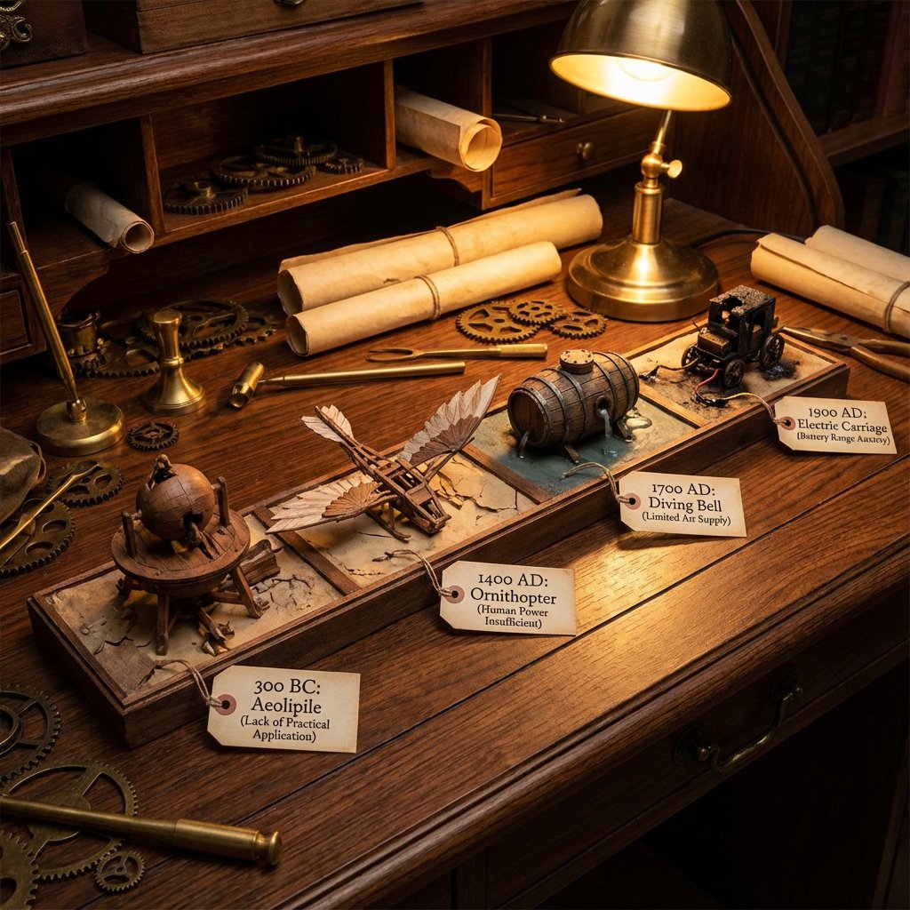 Steampunk Diorama of Failed Inventions Timeline 1