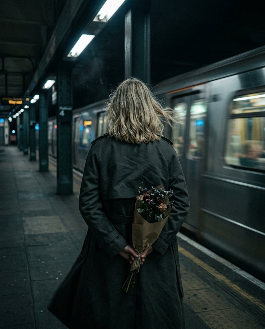 Cinematic Night Scene on Subway Platform 2