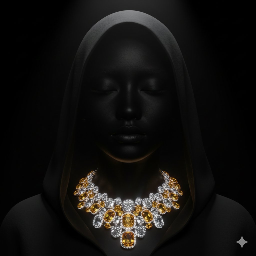 Dramatic Low-Key Portrait with Glowing Gemstones 3