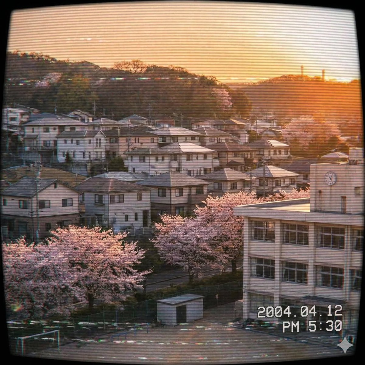 Japanese Suburb in 2000s Old Footage Style 2