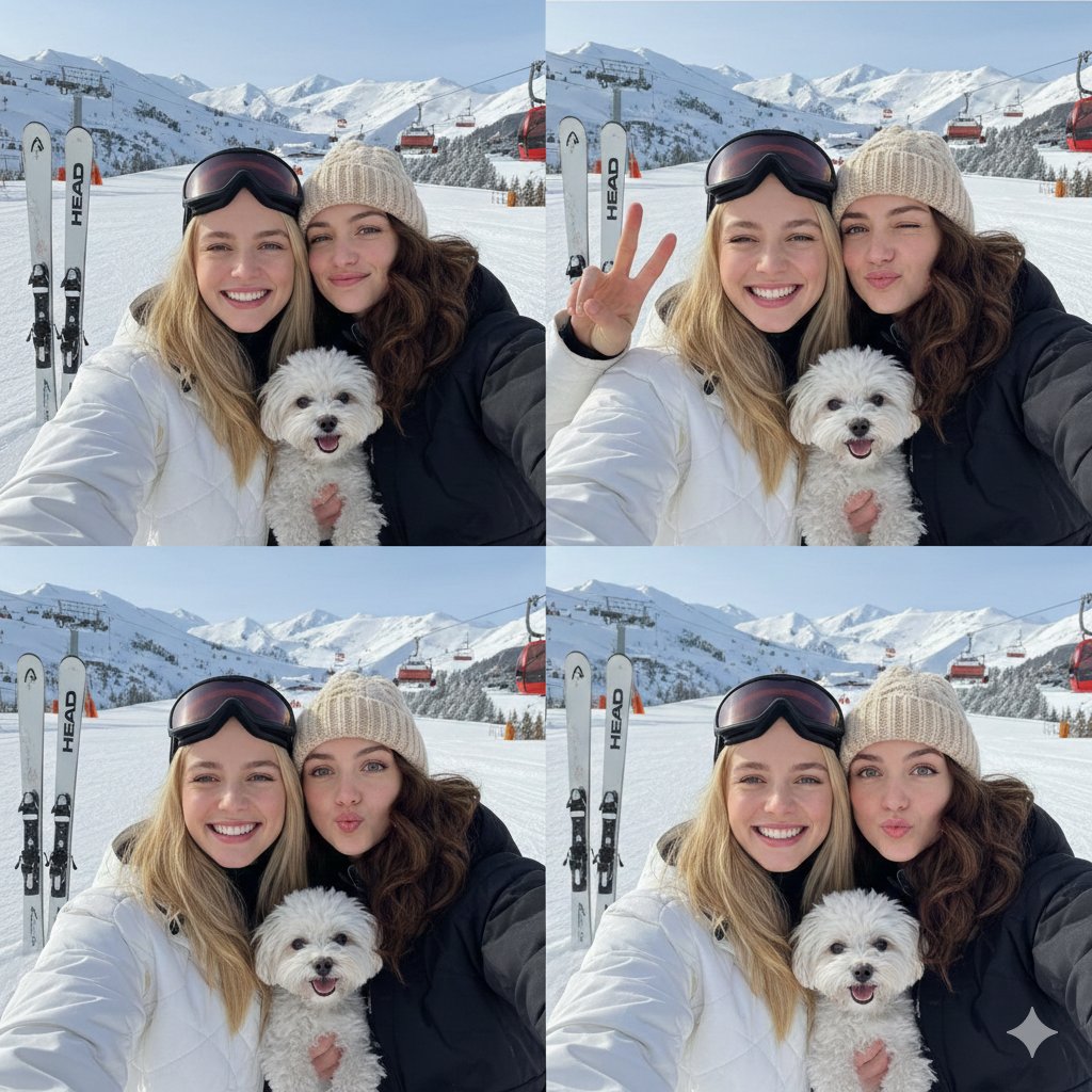 2x2 Winter Ski Selfie Collage with Dog 1