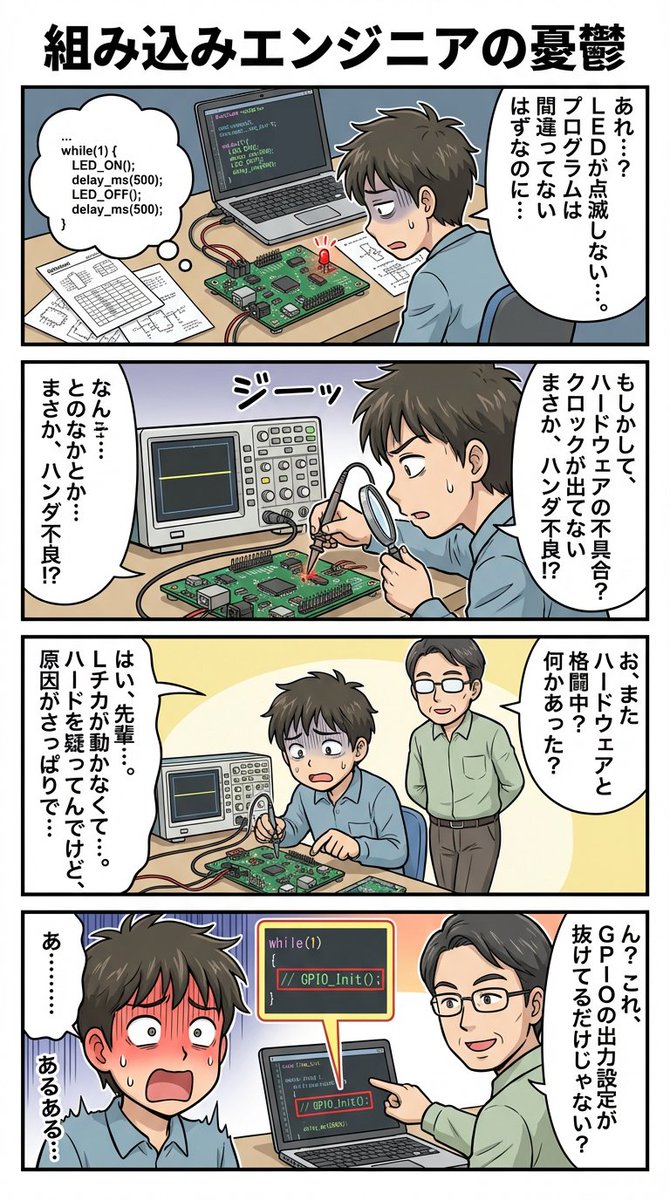 4-panel comic about embedded engineer struggles 1