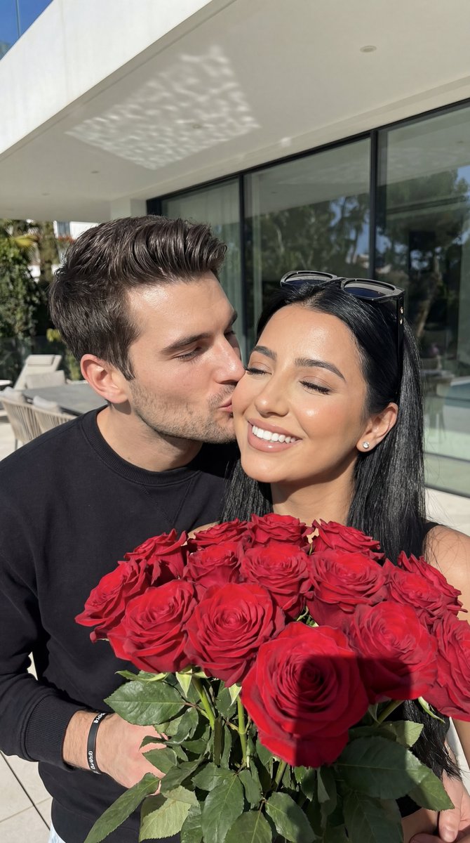 Photorealistic Couple Portrait with Harsh Midday Sun and Red Roses 2
