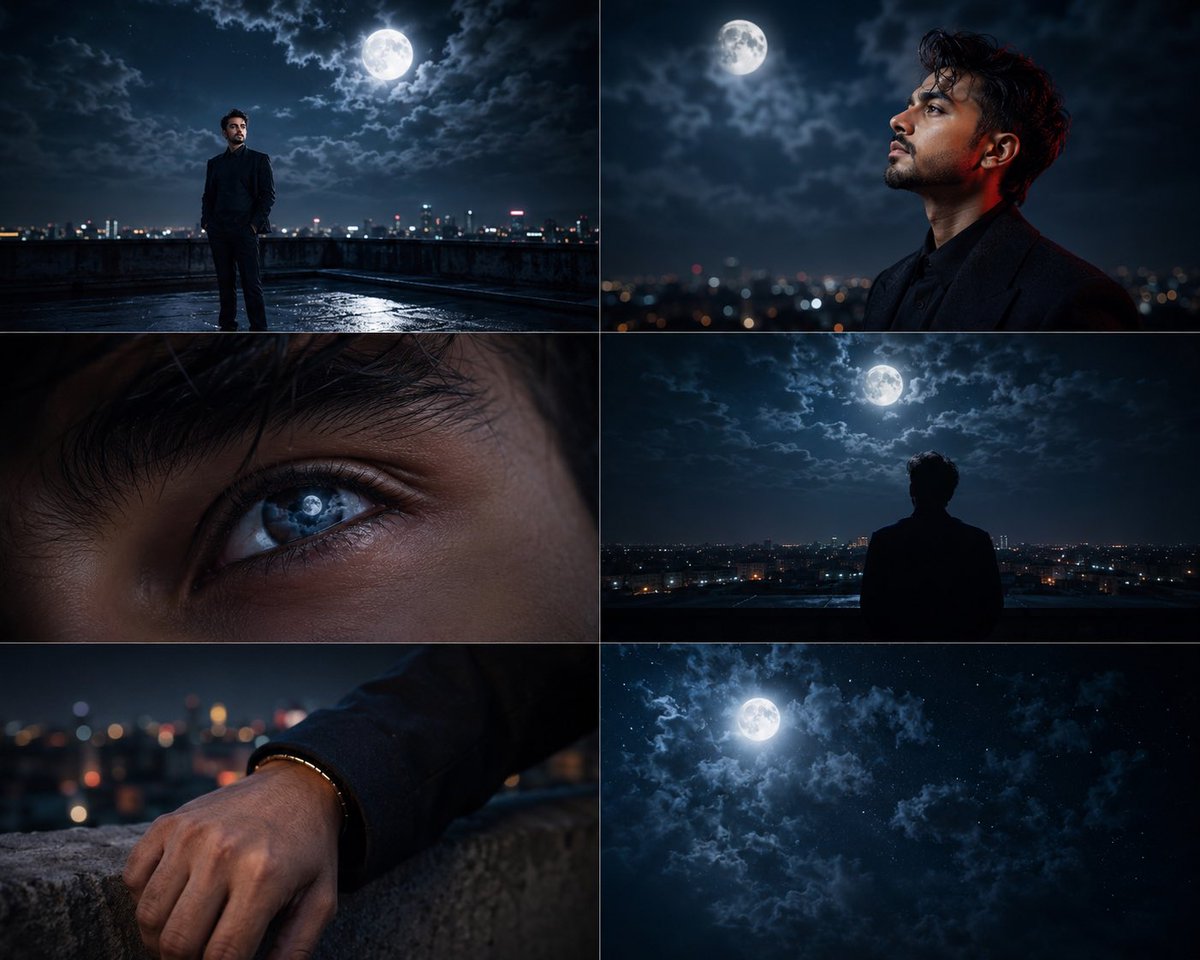 YouTube Thumbnail - Cinematic Moonlight Rooftop Portrait Collage 2