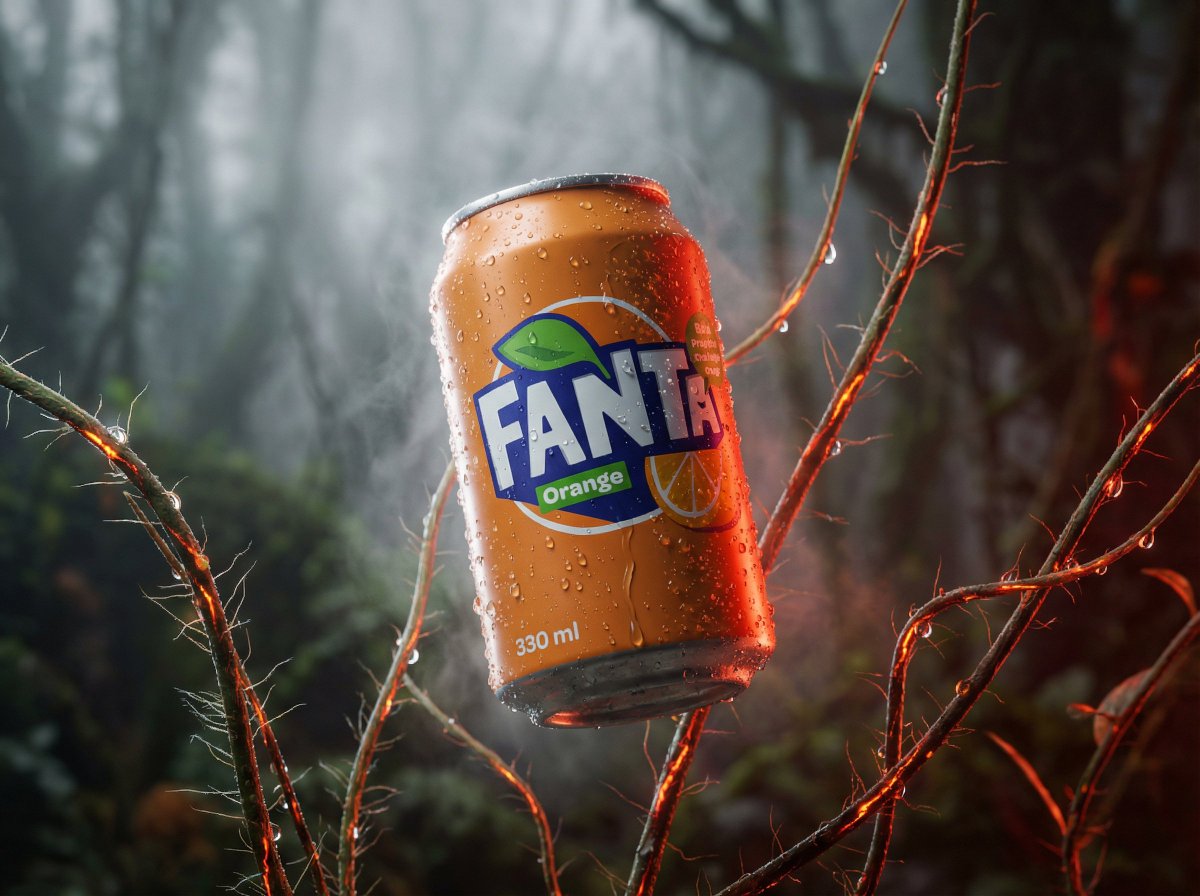 Surreal Product Shot Prompt: Purple Beverage Can with Organic Tendrils 2