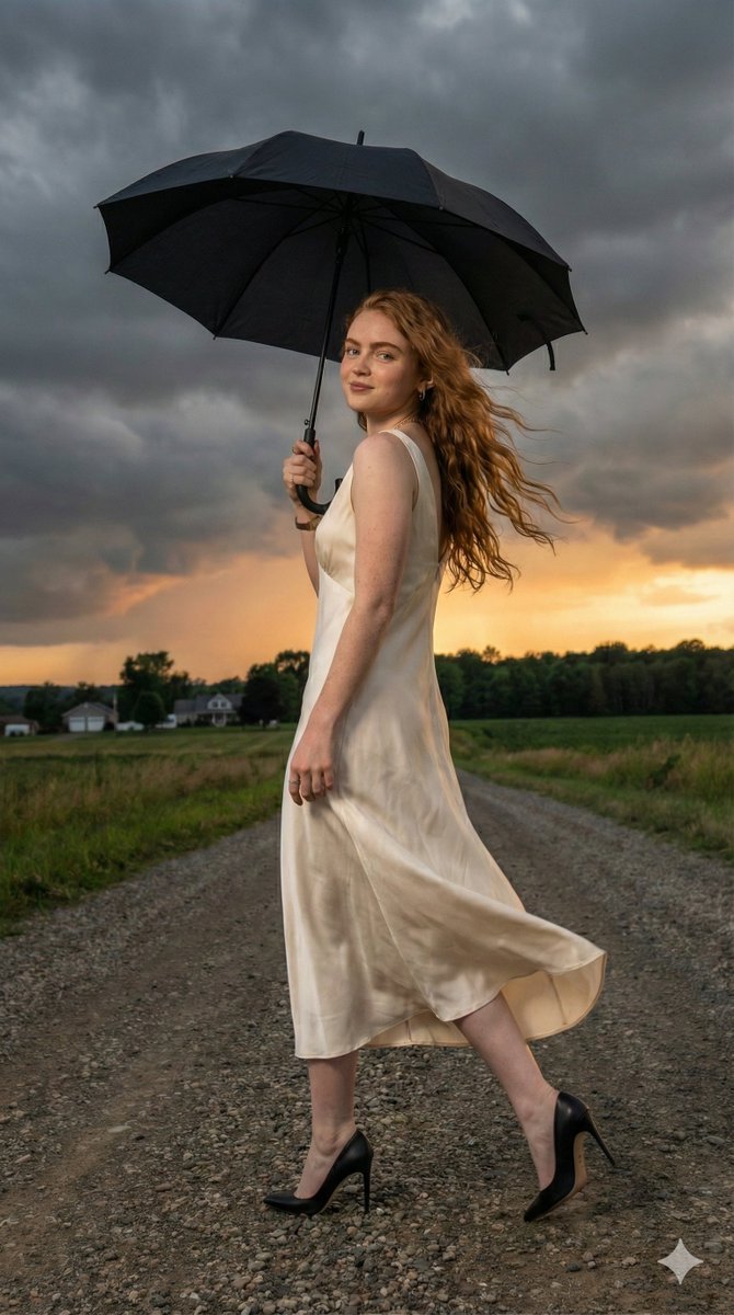 Sadie Sink Cinematic Stormy Sunset Portrait 2
