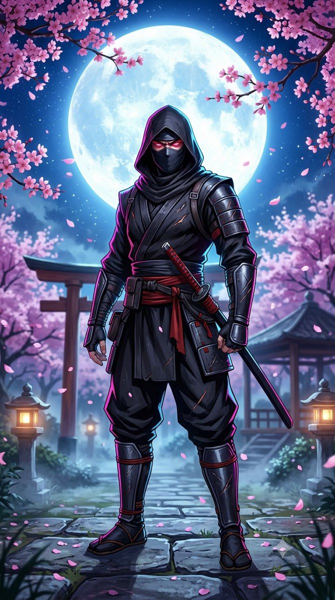 Ninja in Cherry Blossom Garden 4