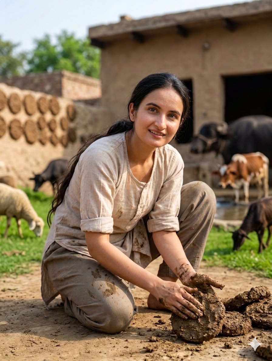 Village Woman in Traditional Punjabi Attire 1