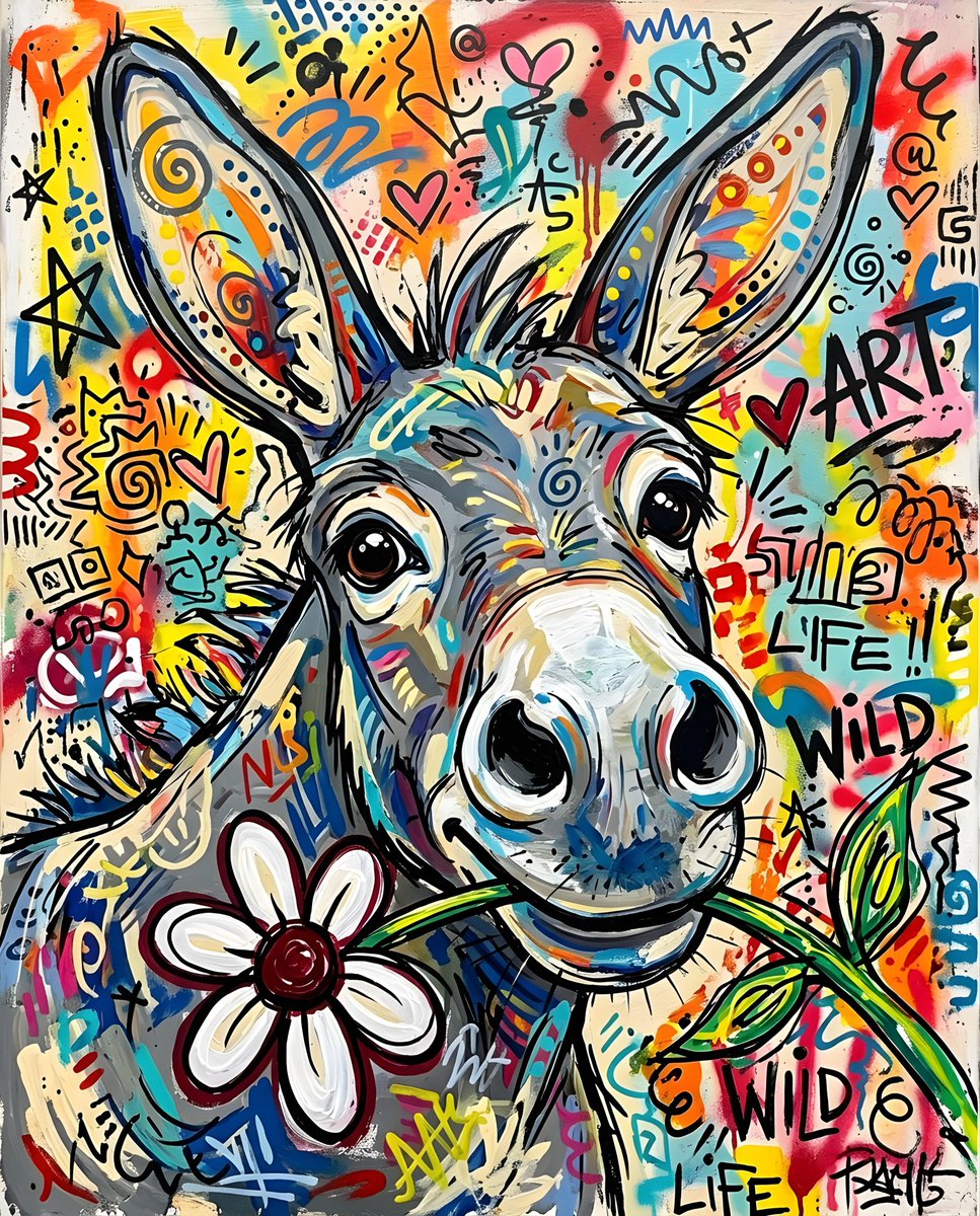 Stylized Donkey Face Painting 1