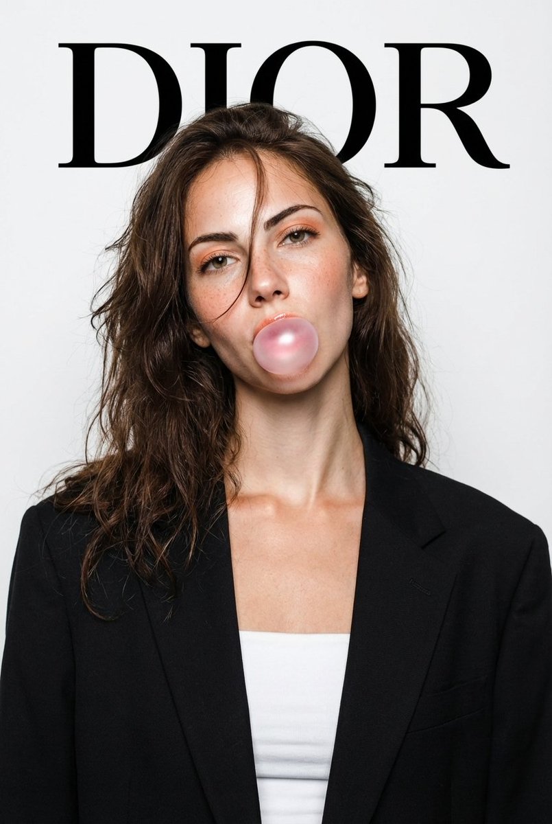 DIOR High-Fashion Studio Portrait with Bubble Gum 2