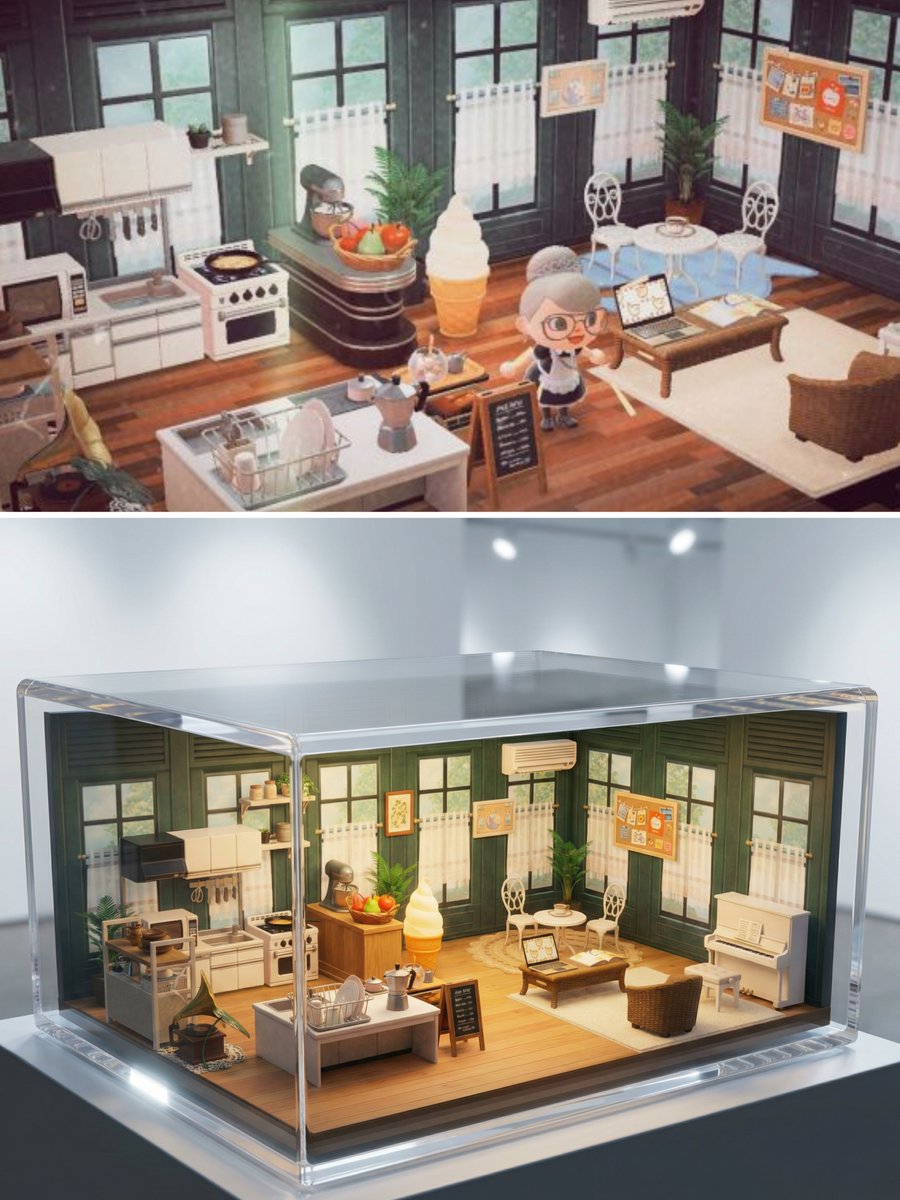 Realistic Interior to Transparent Miniature Diorama Prompt 4