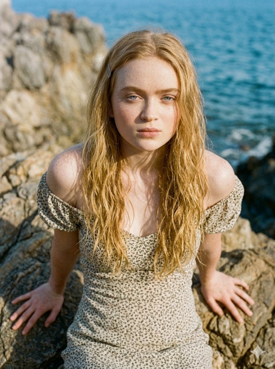 Serene Coastal Cliff Floral Portrait 1