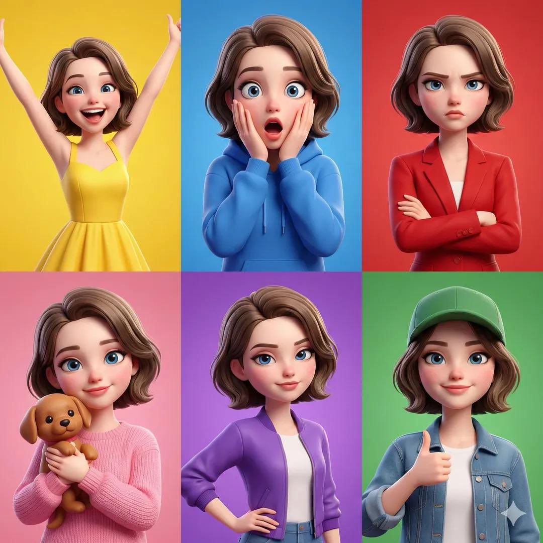 Pixar Style Character Expression Grid 1