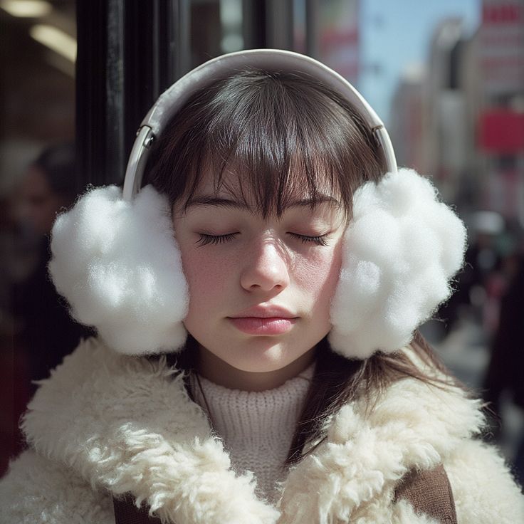 Dreamy Winter Portrait with Teddy Coat and Earmuffs 1