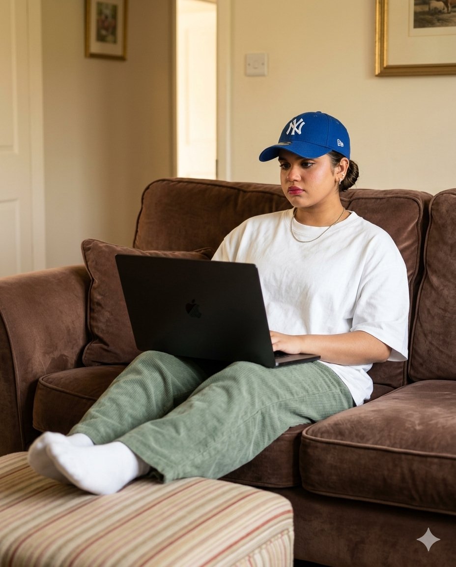 Cozy English Cottage Interior with Laptop 1