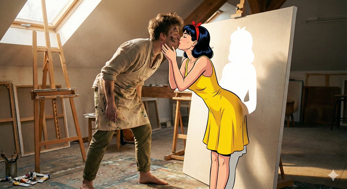 Surreal 2D to 3D Transition Kiss Prompt for Gemini 3 2