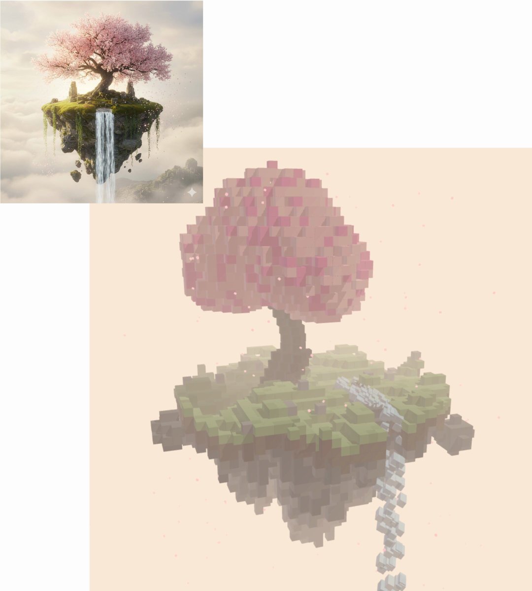 Voxel art threejs scene generation prompt from image 1
