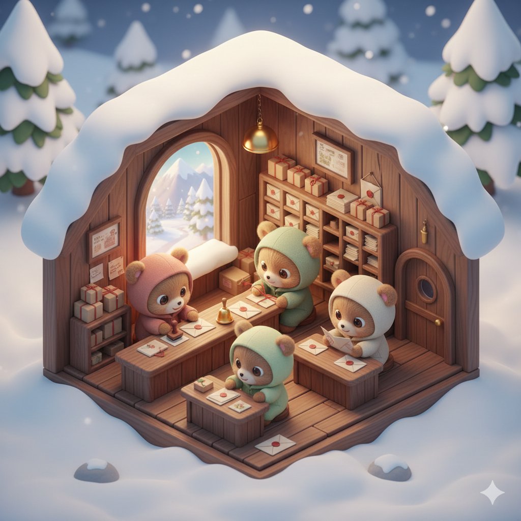 Isometric Kawaii Baby Bears Scene Prompt 2