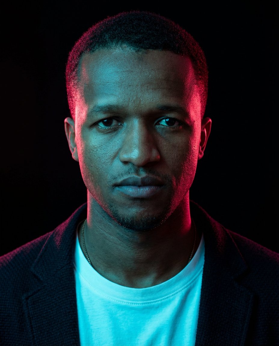 Cinematic Cyberpunk Portrait with Split Neon Lighting 2