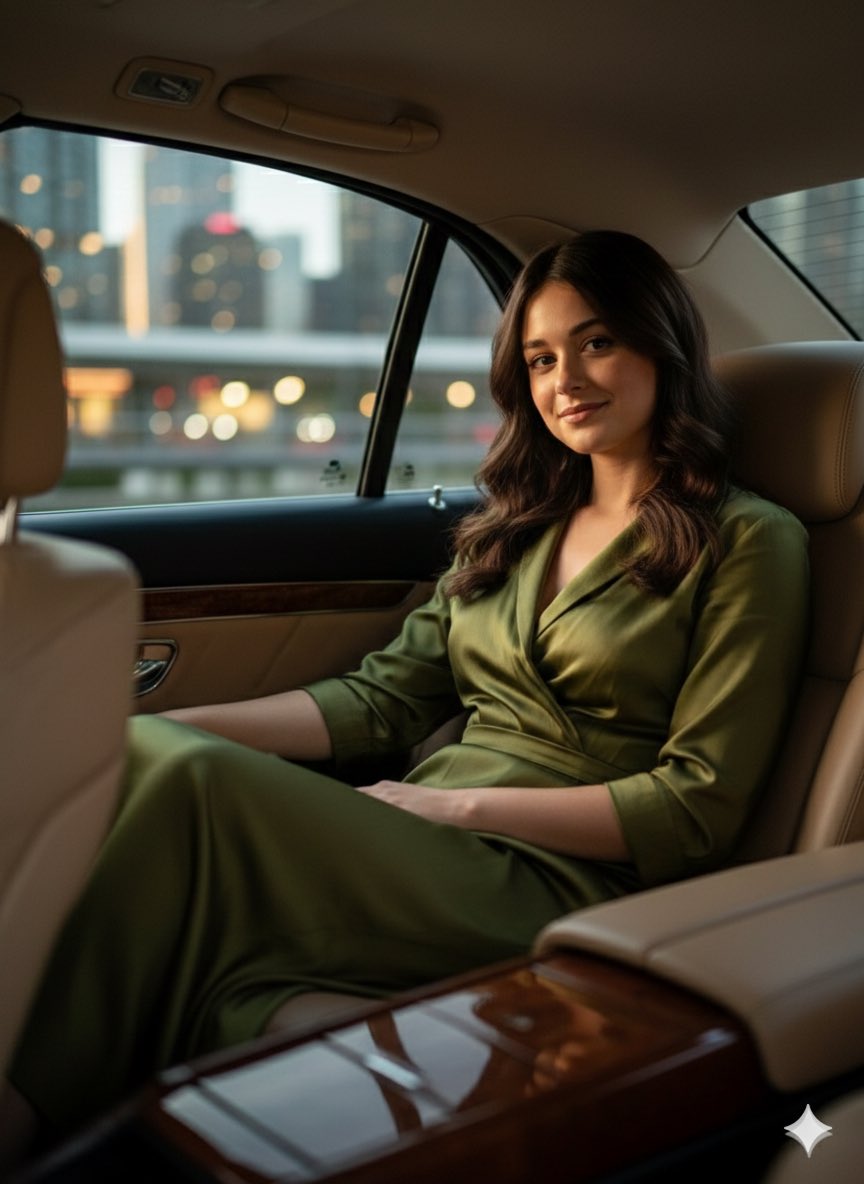 Cinematic fashion portrait in a luxury car interior 1