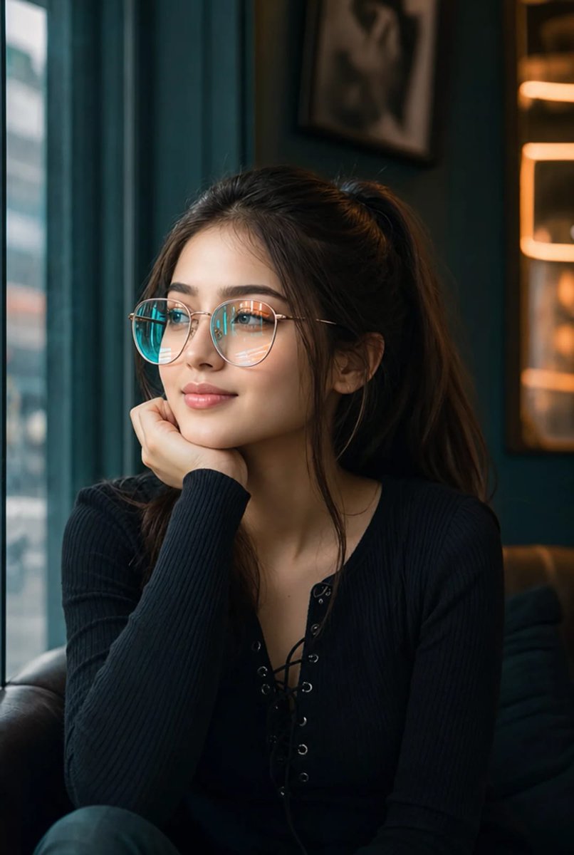 Neon Reflections Café Portrait 1