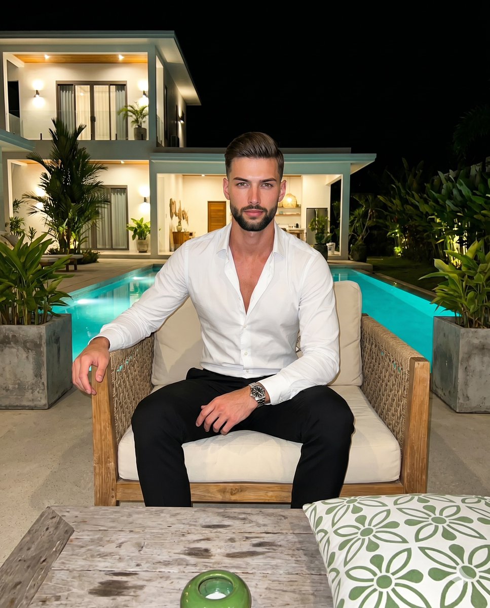 Luxury Villa Evening Poolside Portrait 1