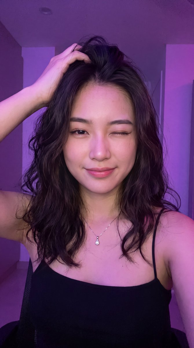 Neon Winking Selfie Portrait 1