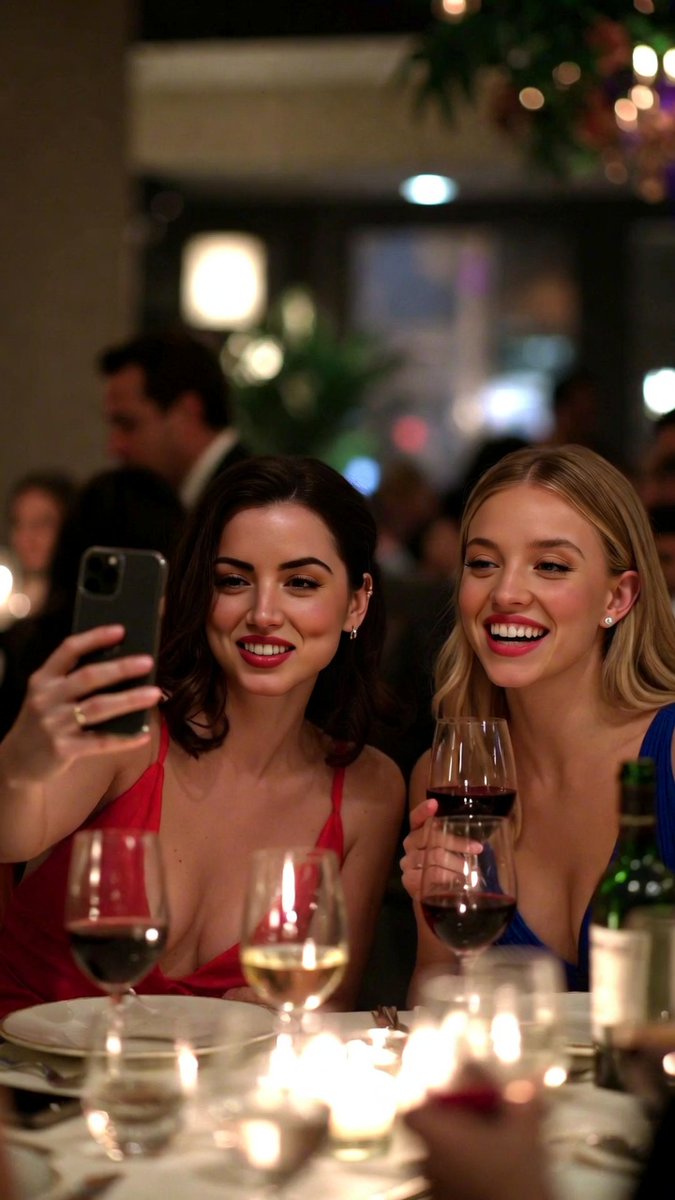 Low-Quality Smartphone Selfie of Ana de Armas and Sydney Sweeney 1