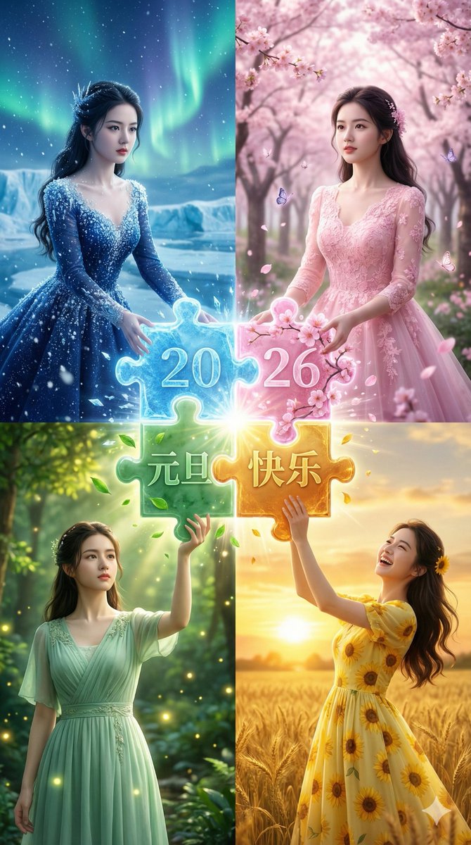 Four Seasons Puzzle for 2026 New Year Greeting 1
