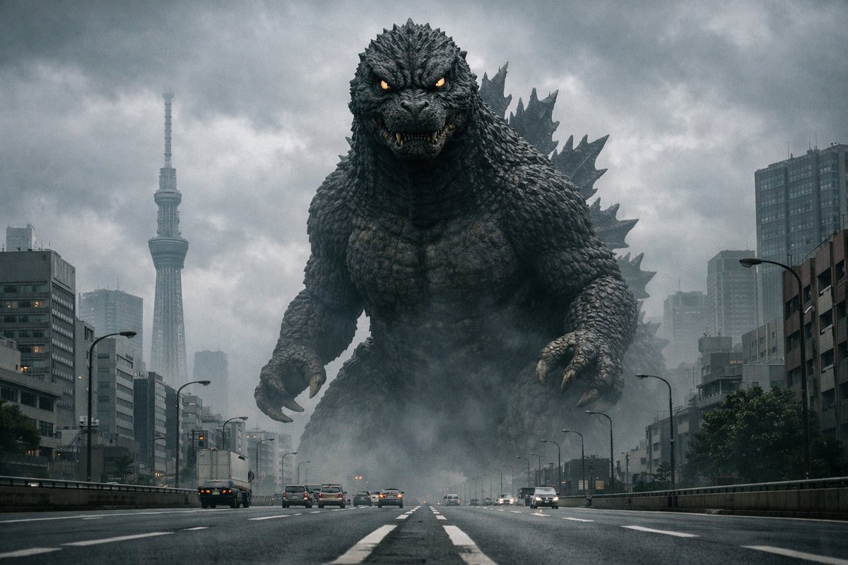Godzilla in Tokyo Skytree District, 70s Style 2