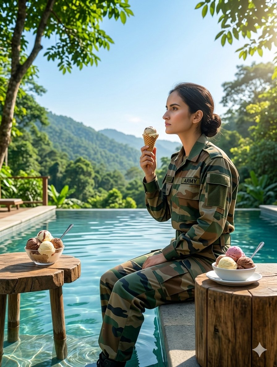 Indian Army Soldier at Infinity Pool 1