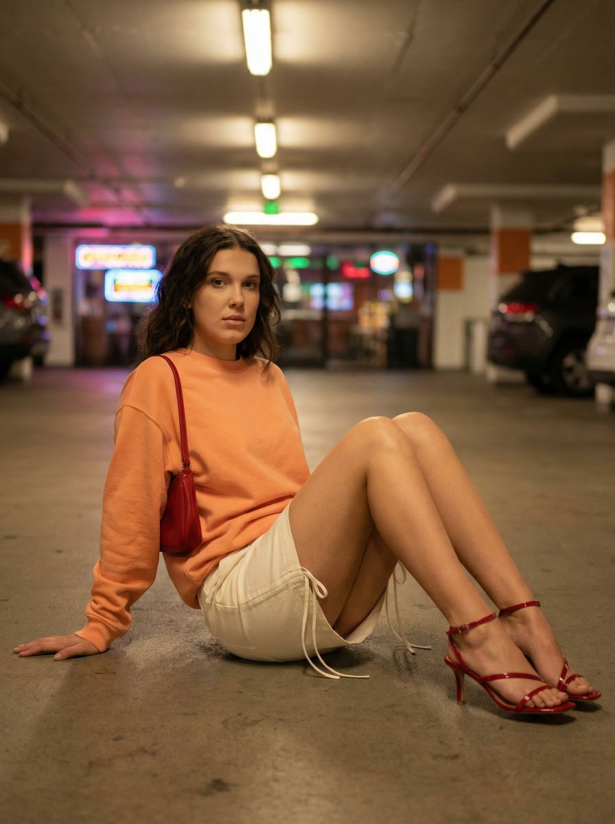 Cinematic Fashion Portrait in Underground Parking 3