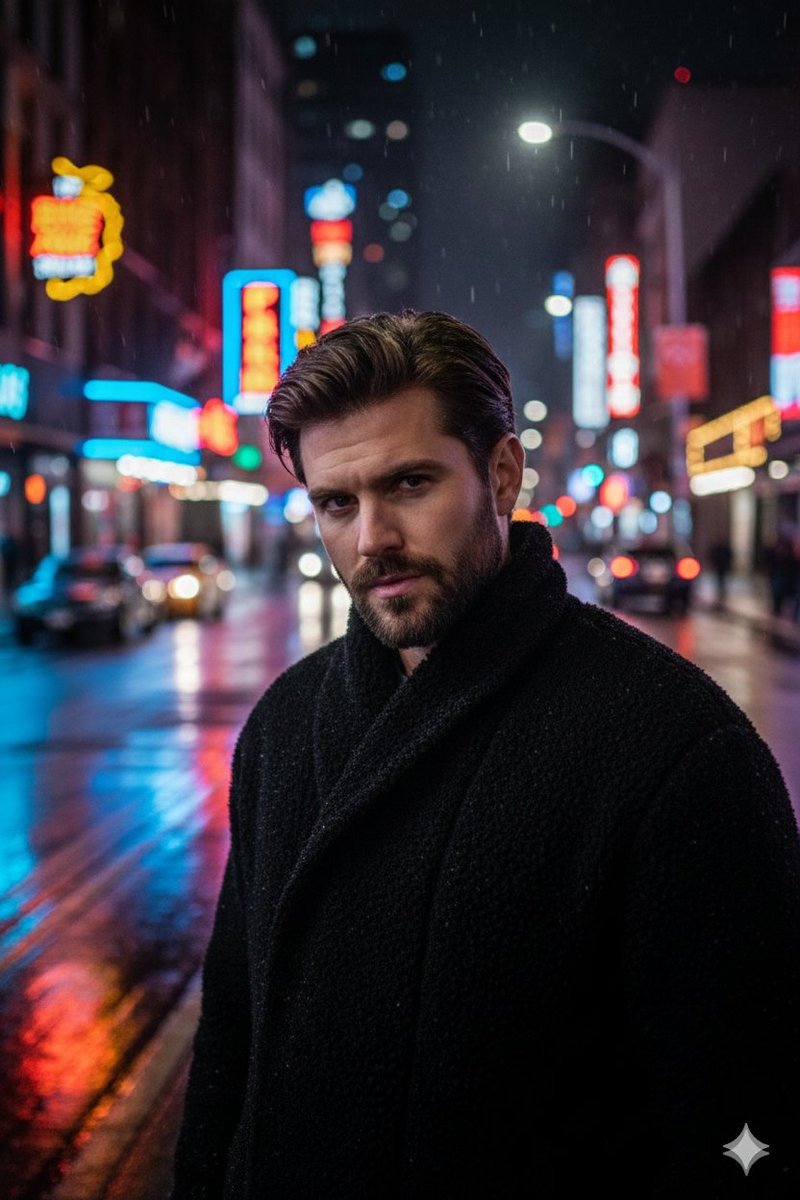 Cinematic Neon Night Street Portrait 1