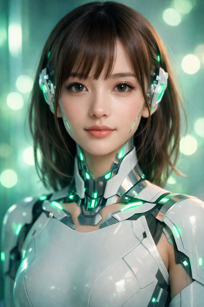 Neon Cyborg Girl Portrait Prompt 2