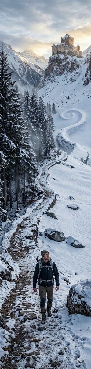 Ultra-Realistic Vertical Panorama of Swiss Alps with Mythological Hint 1