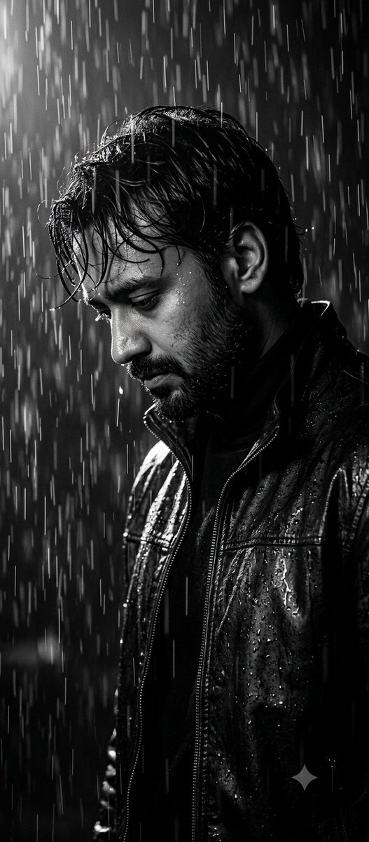 Cinematic B&W Noir Rain Portrait 1