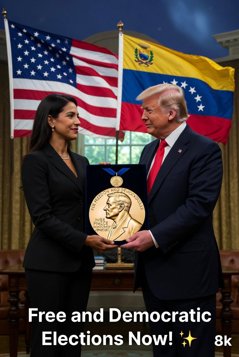 Historic Meeting: Machado and Trump with Nobel Medal 3