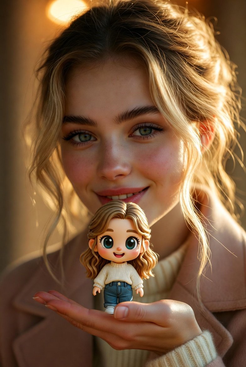 Cinematic Portrait with Miniature Chibi Figurine 4