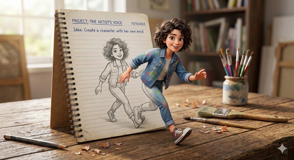 3D Pop-Out Illusion Artwork of a Boy from a Notebook 1