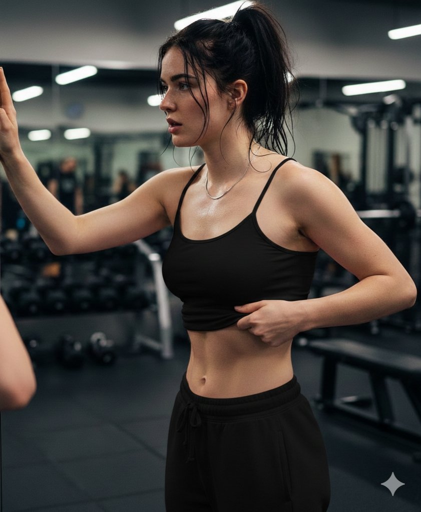 Hyper-realistic Post-Workout Portrait Prompt (Black Outfit) 3