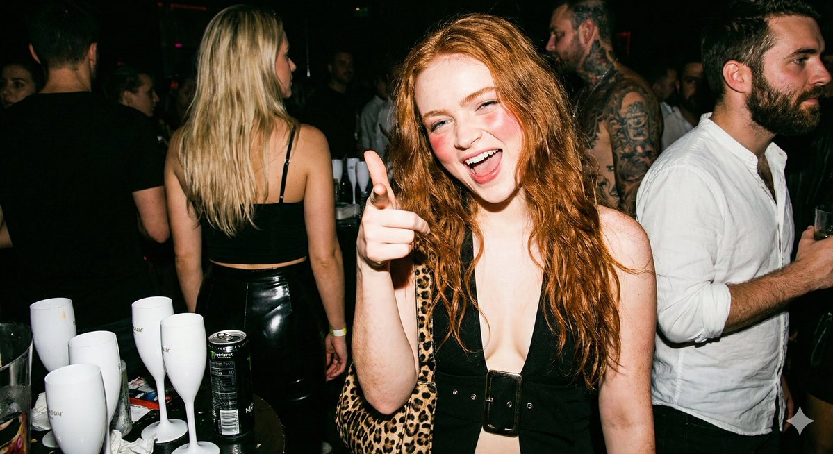 Hyper-realistic Candid Nightlife Photo of Sadie Sink 1