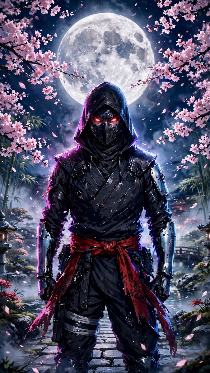 Ninja in Cherry Blossom Garden 3