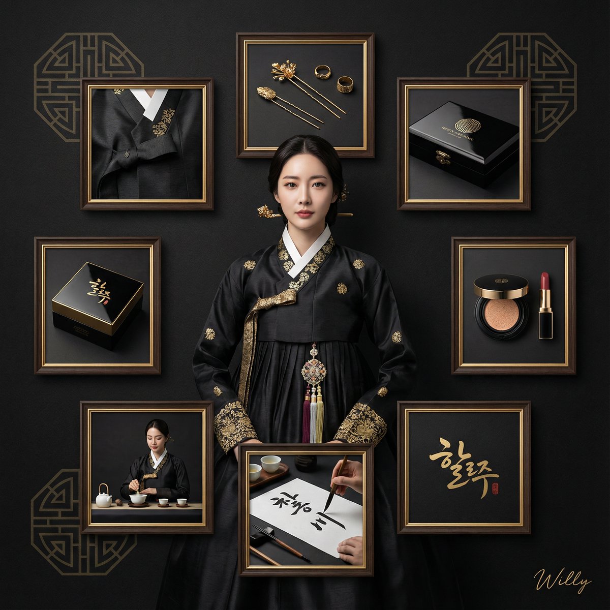 Luxury Black and Gold Korean Brand Identity Collage 1