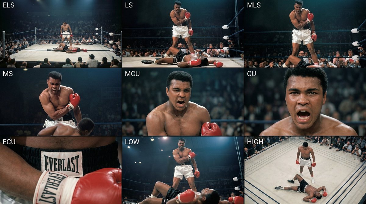3×3 cinematic storyboard contact sheet from one input image 4