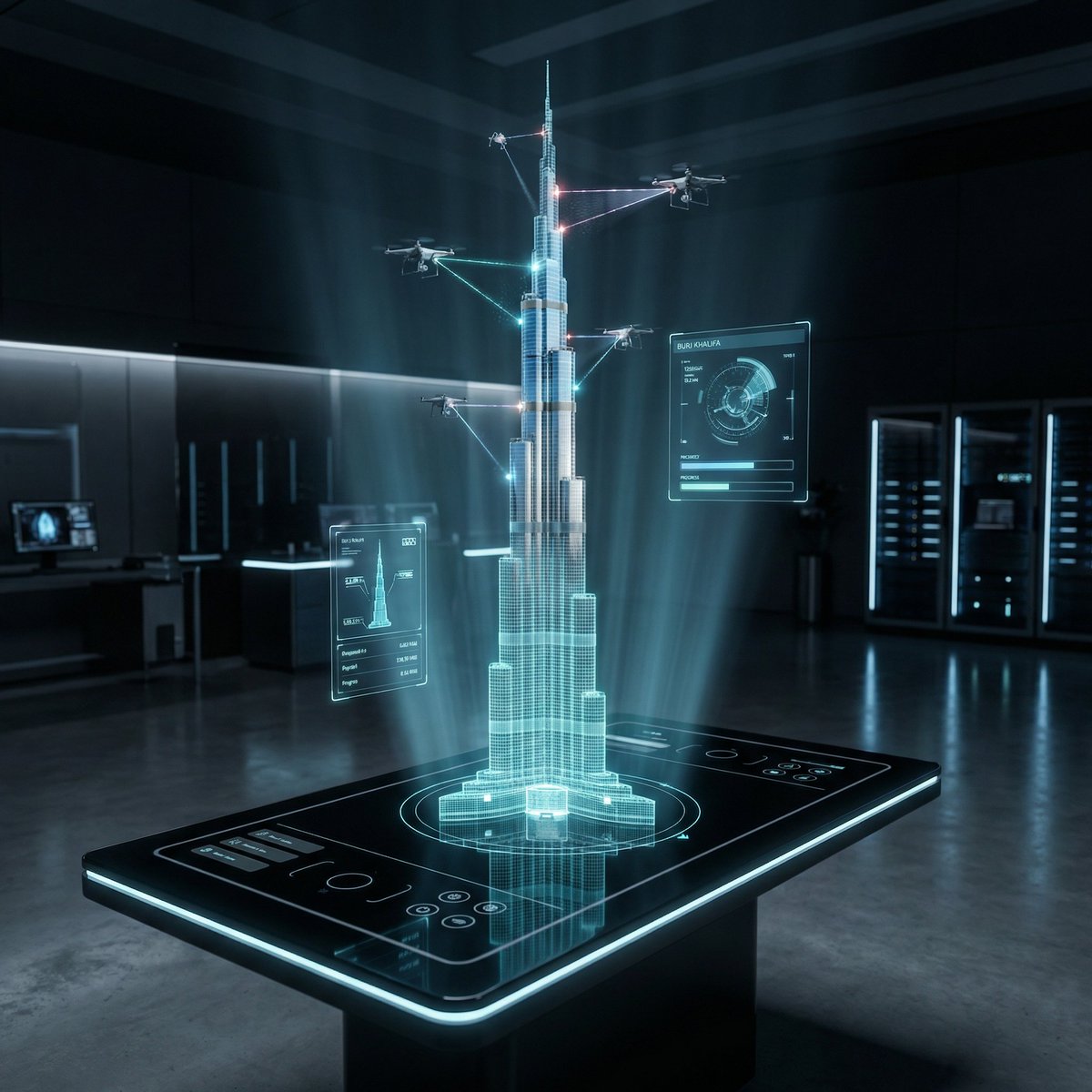 Futuristic Holographic Burj Khalifa Blueprint 2