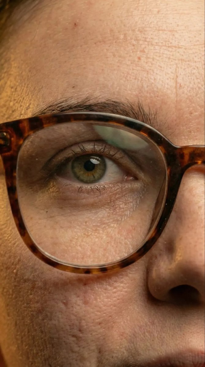 Macro Detail Portrait with Glasses and Skin Texture Prompt 3