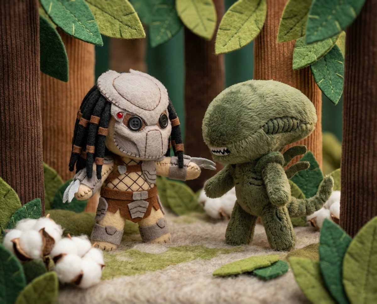 Whimsical Plush Toy Diorama of Little Red Riding Hood 1