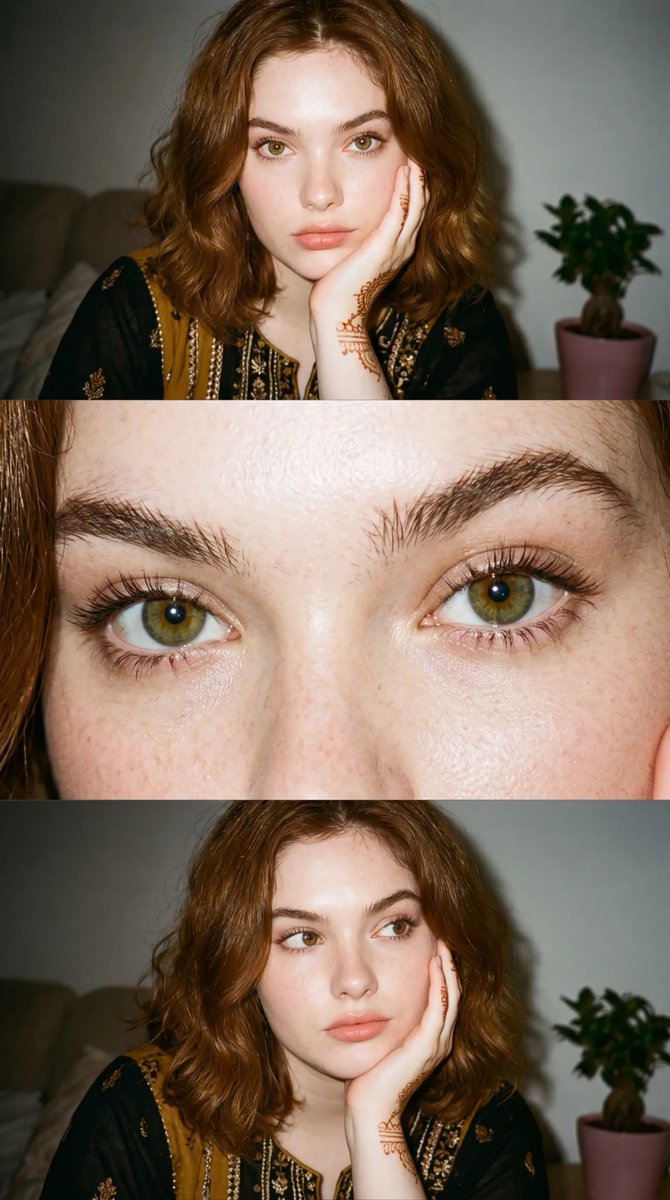 35mm Film Aesthetic Triple-Panel Portrait 1