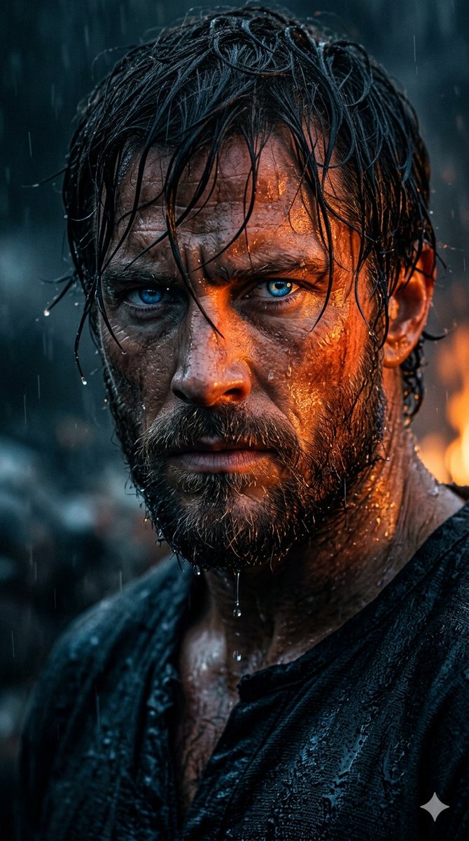 Rugged Cinematic Rain Portrait 1