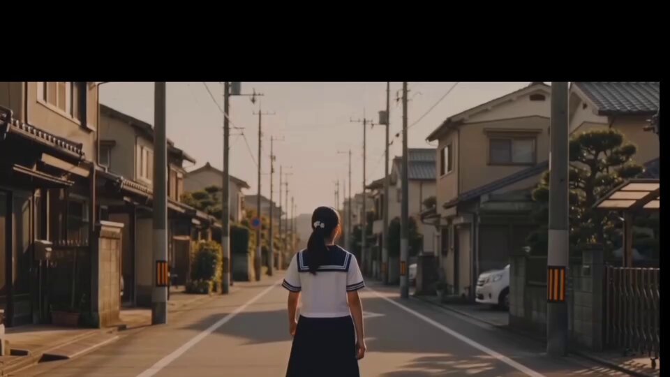 日本女学生黄昏漫步